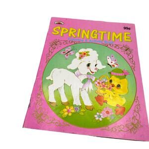 Vintage Holiday Coloring Book - 1991 Spring Time Decor Bunny Lamb